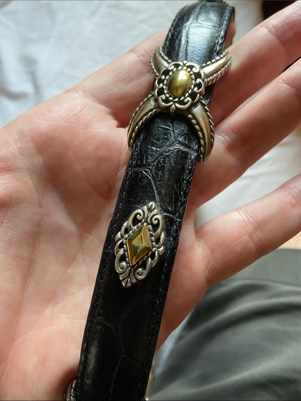 Brighton Black Leather Belt with Gold-Tone Western Buckle - Picture 5 of 6